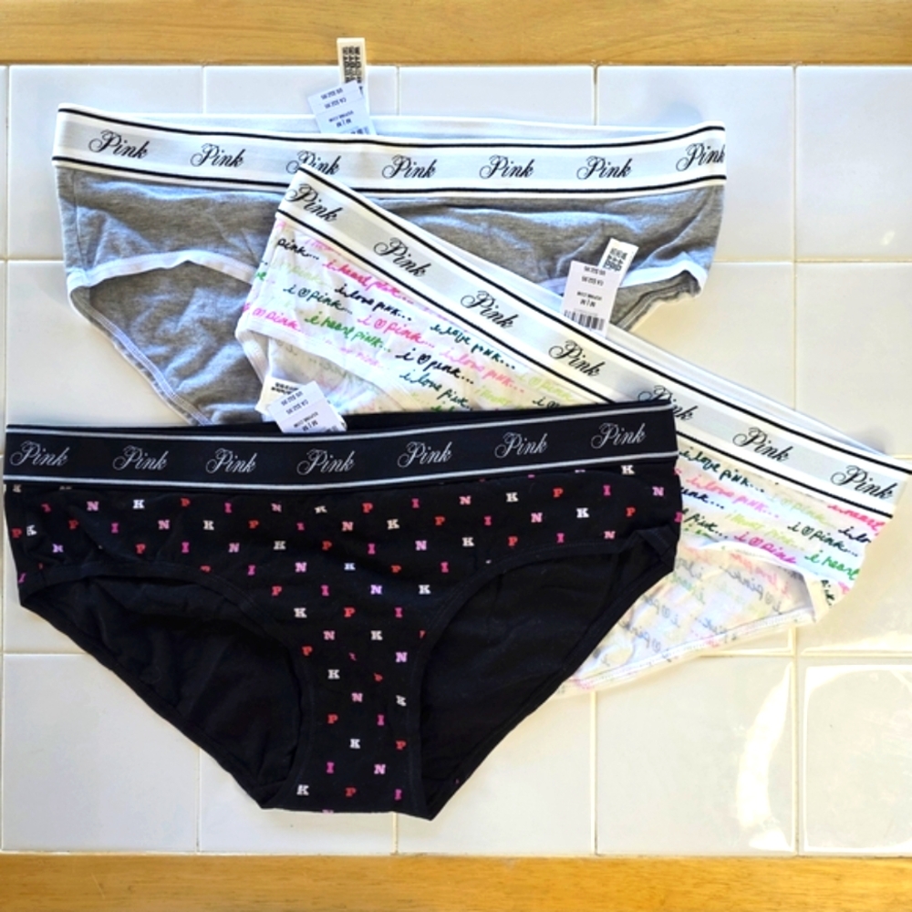 PINK Victoria's Secret Women's Underwear Set - Black, Gray, White